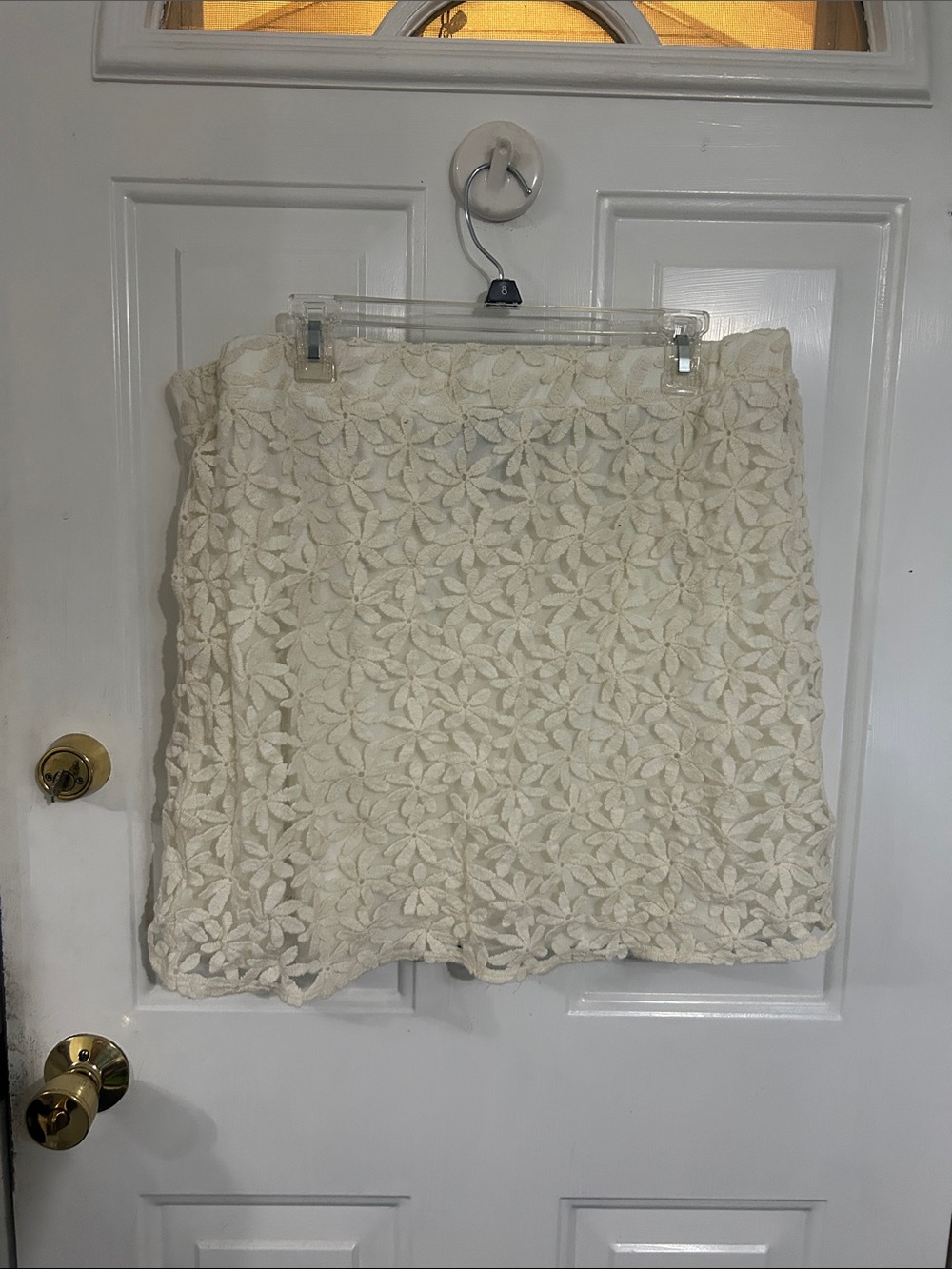 AB Studio Cream Floral Lace Mini Skirt